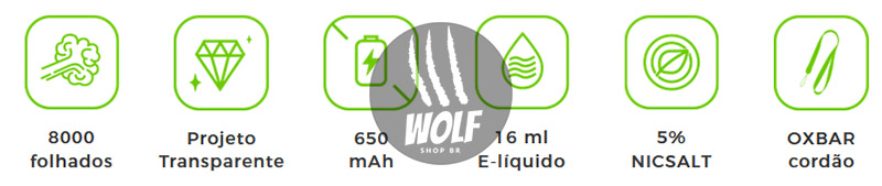 Detalhes resumidos do Pod Descartável OXBAR G8000 Na Wolf
