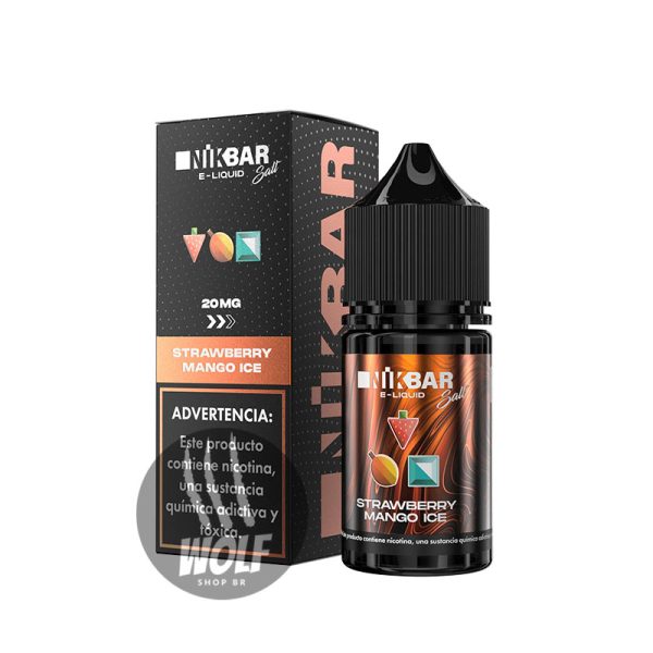 E-líquido NIKBAR NicSalt Sabor Strawberry Mango Ice 30ML Caixa na Wolf Shop Brasil