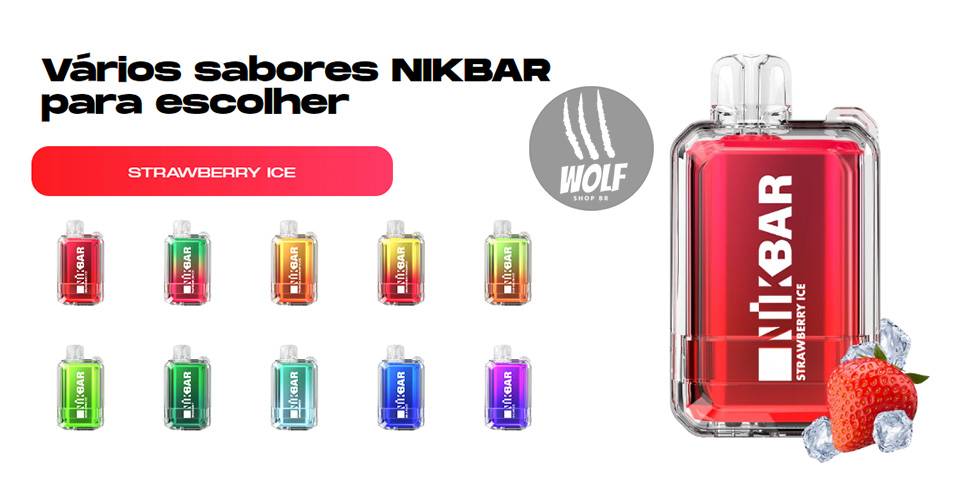 Vários sabores do Pod Descartável NIKBAR 12000 Puffs na Wolf