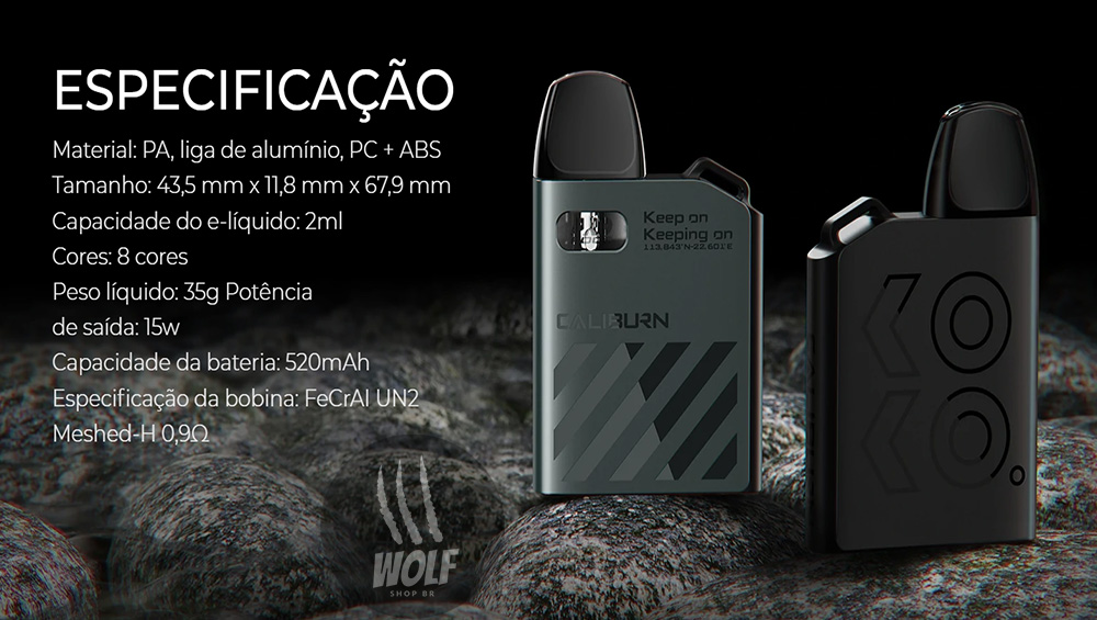 Especificações Pod System UWELL Caliburn AK2 na Wolf