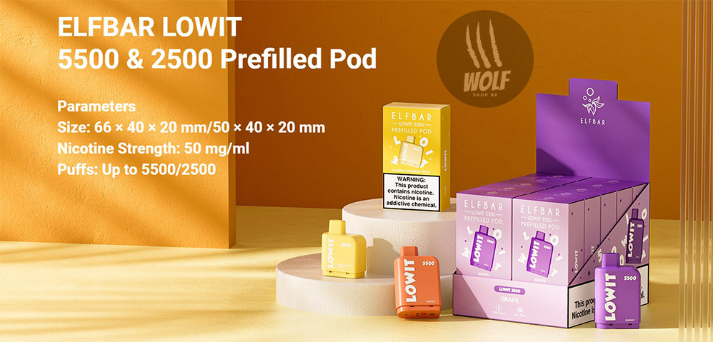 Parâmetros Pod Descartável ELF BAR Lowit Prefilled Pod na Wolf