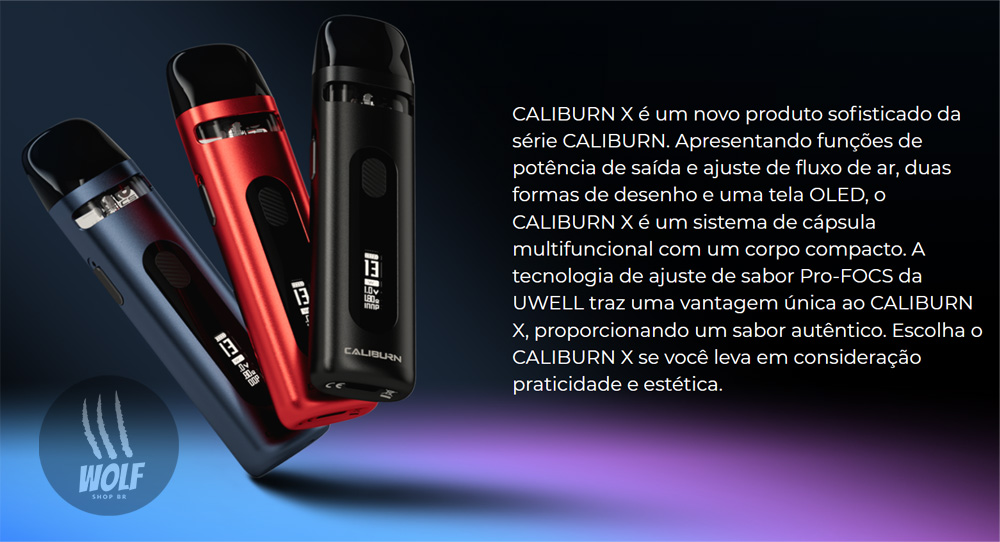 Tecnologia do Pod System UWELL Caliburn X na Wolf