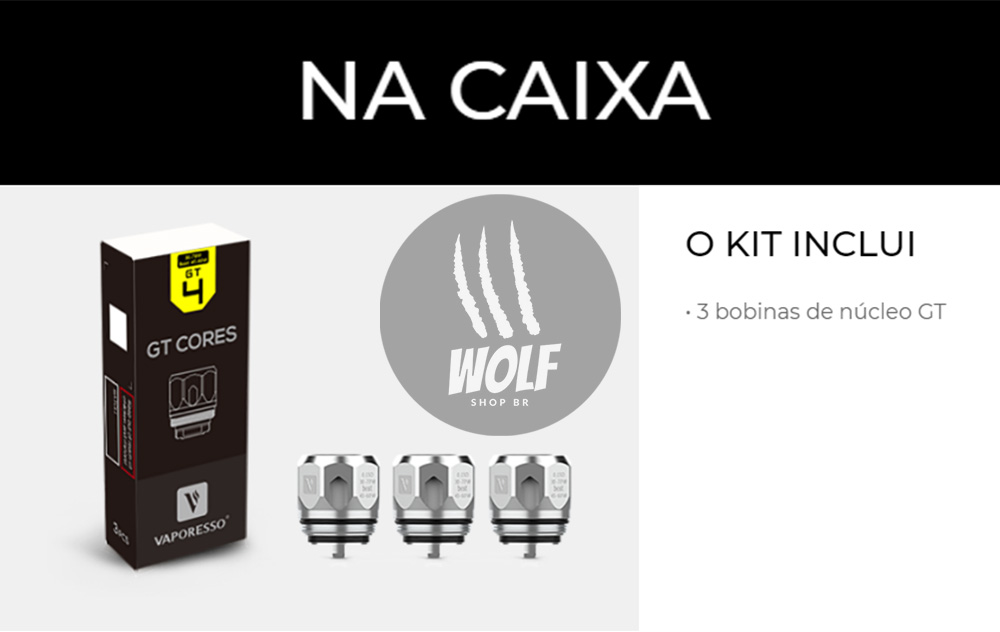 Caixa da Bobina Coil Reposição Vaporesso GT Core na Wolf