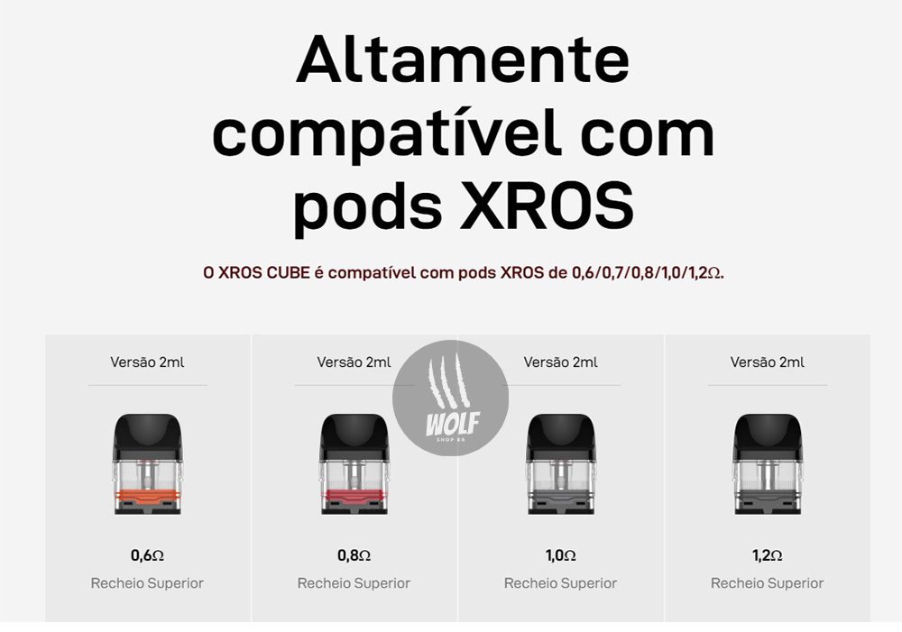 Compatível Pod System Vaporesso XMOS Cube na Wolf