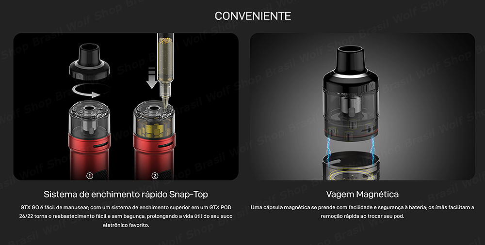 Conveniente Pod System Vaporesso GTX Go 40 na Wolf