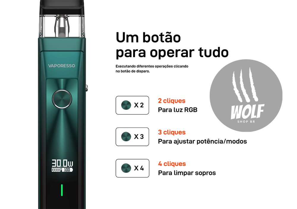 Funçoes Pod Recarregável Vaporesso XROS Pro Laranja na Wolf