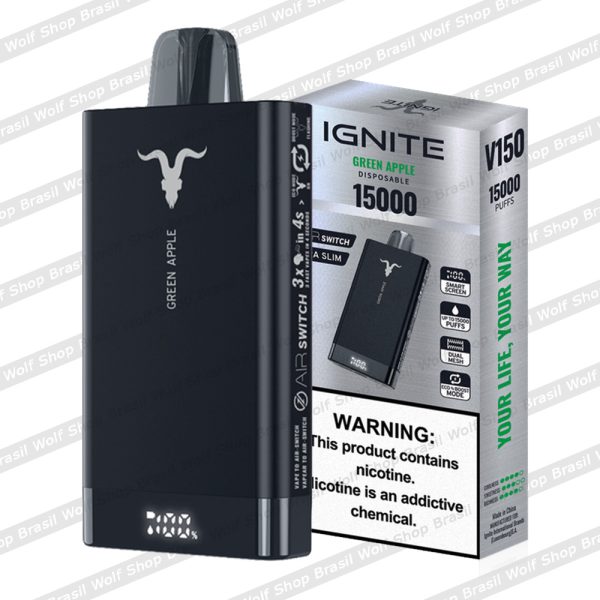 Pod Descartável Ignite V150 Green Apple na Wolf