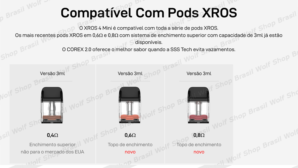 Compativel Pod System Vaporesso Xros 4 Mini na Wolf