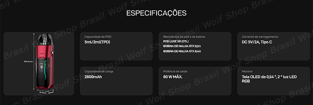 Especs Pod System Vaporesso LURE XR na Wolf